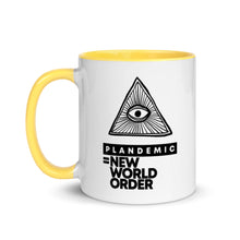 Load image into Gallery viewer, PLANDEMIC = NEW WORLD ORDER // Mug with Color Inside
